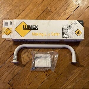 NOS 1981 Lumex White Coated Grab Bar 16” WITH Hardware